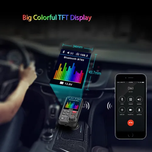 Akai FMT-93BT FM transmitter με Hands Free, QC φορτιστή αυτοκινήτου, Bluetooth, Aux-Out, micro SD, και 2 USB