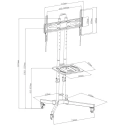 Osio OSM-7865 Τροχήλατη βάση τηλεόρασης 32" – 65" – VESA 600 x 400