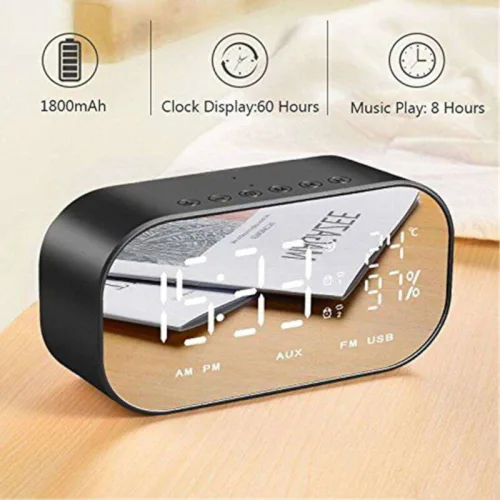 Akai ABTS-S2 BK Ξυπνητήρι και ηχείο Bluetooth με Aux-In, micro SD, ραδιόφωνο και USB για φόρτιση / μουσική – 6 W