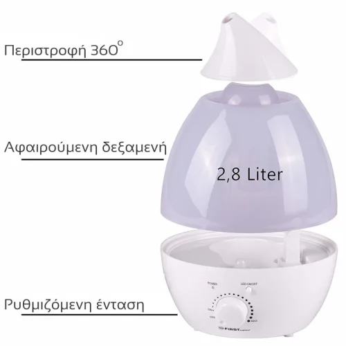 First Austria FA-5599-1 Υγραντήρας με πολύχρωμο LED και ρύθμιση έντασης – 30 m2 25 W