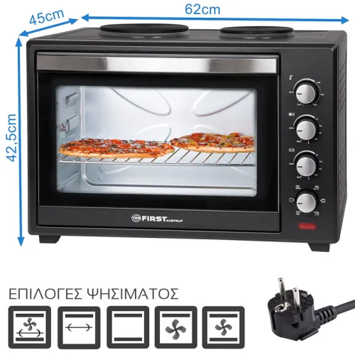 First Austria FA-5045-5 Φουρνάκι με αέρα, φως και 2 μάτια 60 L 3400 W