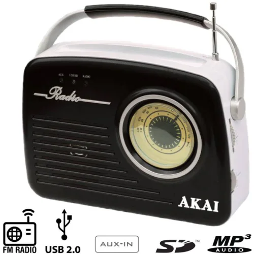 Akai APR-11B Ρετρό φορητό ραδιόφωνο με USB, κάρτα SD και Aux-In