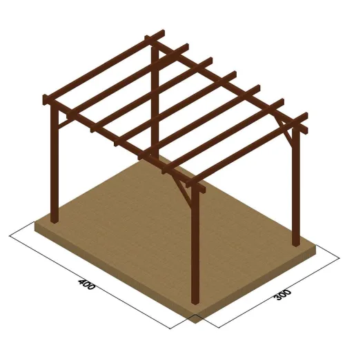 Ξύλινος σκελετός πέργκολας 400 x 600εκ.