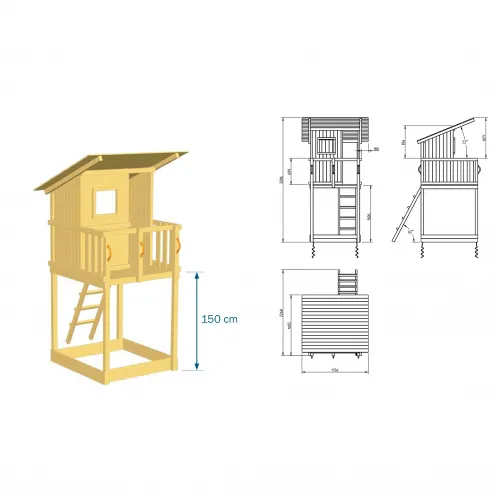 Ξύλινος πύργος Beach Hut Πύργος Beach Hut με ύψος τσουλήθρας 120εκ.