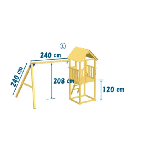 Ξύλινος πύργος Kiosk με προέκταση Πύργος Kiosk με ύψος τσουλήθρας 150εκ. και προέκταση