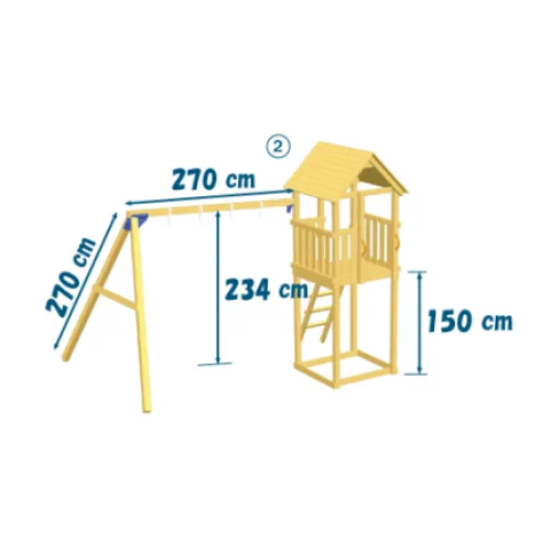 Ξύλινος πύργος Kiosk με προέκταση Πύργος Kiosk με ύψος τσουλήθρας 150εκ. και προέκταση