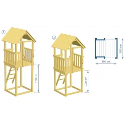 Ξύλινος πύργος Kiosk Πύργος Kiosk με ύψος τσουλήθρας 150εκ.
