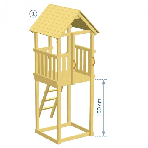Ξύλινος πύργος Kiosk Πύργος Kiosk με ύψος τσουλήθρας 150εκ.