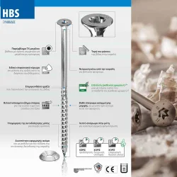 Βίδες ξύλου torx O8mm HBS O8 x 260mm