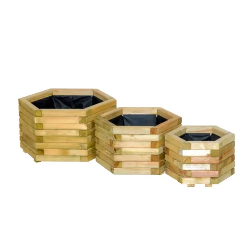 Ξύλινη Γλάστρα Εξάγωνη  37x65εκ – Μεγάλη