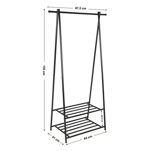 Songmics Μεταλλική Κρεμάστρα Ρούχων Δαπέδου 87.5 x 41 x 155 cm Χρώματος Μαύρο (HSR05B) (SNGHSR05B)