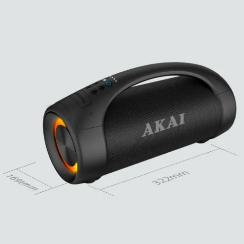 Akai ABTS-55 Αδιάβροχο φορητό ηχείο Bluetooth με TWS, USB, LED, Aux-In και hands free – 50 W