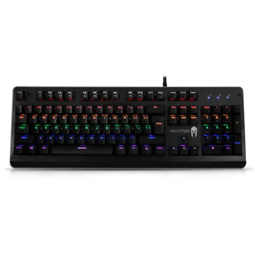 Ενσύρματο μηχανικό gaming πληκτρολόγιο, με backlight RGB LED φωτισμό 6 χρωμάτων και επιφάνεια από αλουμίνιο σε μαύρο χρώμα.