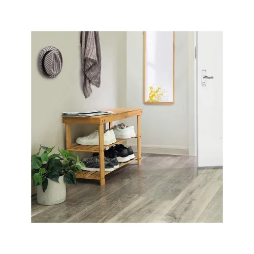 Vasagle Ξύλινη Παπουτσοθήκη με 2 Ράφια και Πάγκο 70 x 28 x 45 cm Χρώματος Καφέ Ανοιχτό  (LBS04N) (VASLBS04N)