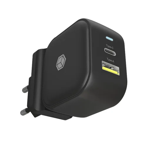 Universal φορτιστής με 2 εξόδους, 1xUSB-A & 1xUSB-C και power delivery, 38W.