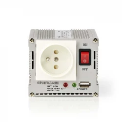 NEDIS PIMS30012E Inverter 300W/12V, με έξοδο ημιτονικής κυματομορφής που μετατρέπει την τάση από μπαταρίες 12V DC σε 230V AC