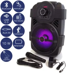 Akai ABTS-808L Φορητό ηχείο Bluetooth με LED, USB, Aux-In και μικρόφωνο – 10 W