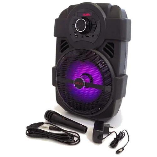 Akai ABTS-808L Φορητό ηχείο Bluetooth με LED, USB, Aux-In και μικρόφωνο – 10 W