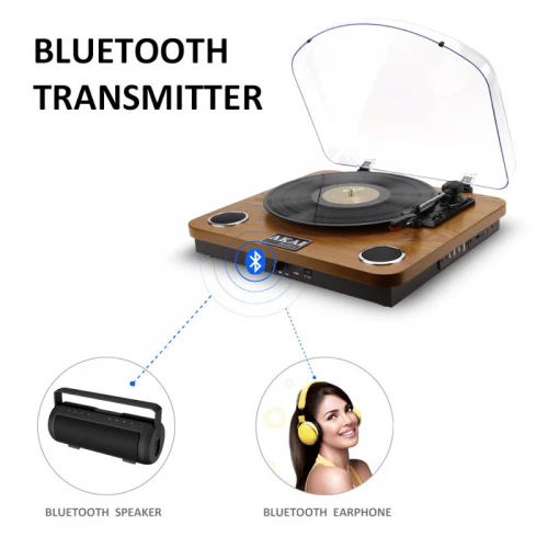 Akai ATT-11BTN Ξύλινο πικάπ με Bluetooth IN / OUT, ενσωματωμένα ηχεία, USB και κάρτα SD για εγγραφή / αναπαραγωγή