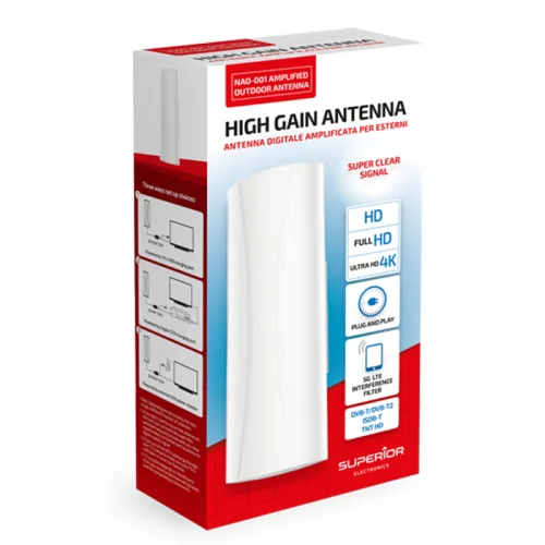 Superior Εξωτερική IPX4 Κεραία Τηλεόρασης VHF/UHF/FM με Υποστήριξη HD/Full HD/4K (SUPNAO001) (SPRSUPNAO001)