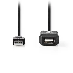 Nedis USB 2.0 Cable USB-A male - USB-A female Μαύρο 20m CCGL60EXTBK200