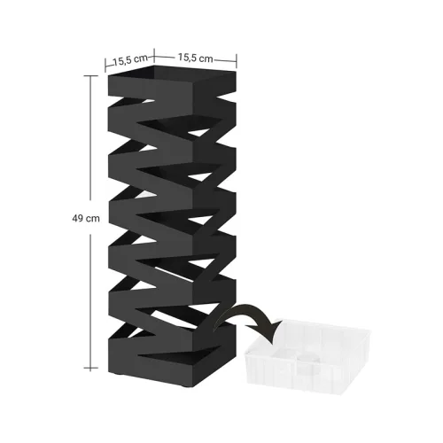 Songmics Μεταλλική Ομπρελοθήκη 15.5 x 15.5 x 49 cm Χρώματος Μαύρο (LUC16B) (SNGLUC16B)