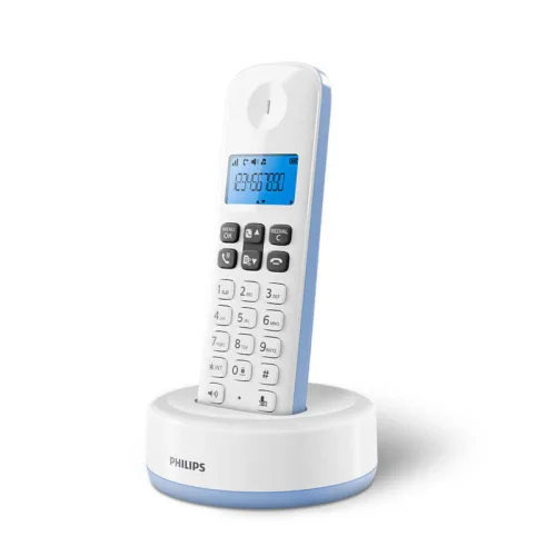 Philips D1611S/GRS Γαλάζιο (Ελληνικό Μενού) Ασύρματο τηλέφωνο με ανοιχτή ακρόαση, φωτιζόμενη οθόνη και 50 μνήμες