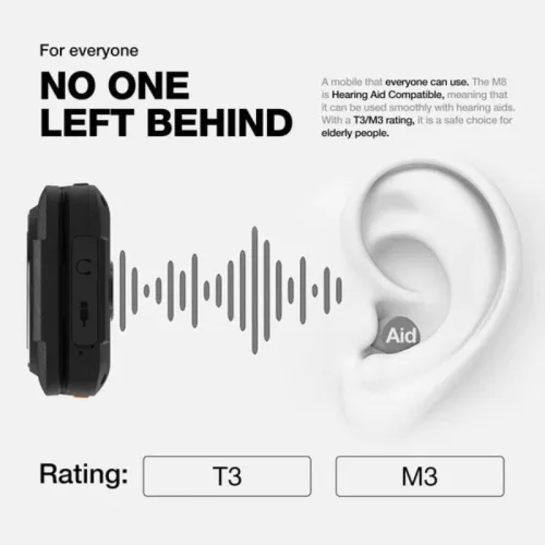 AGM M8 FLIP Μαύρο αδιάβροχο κινητό τηλέφωνο με πορτάκι ανθεκτικό σε πτώση IP68/IP69K, Dual Sim με Bluetooth, USB, SD, οθόνη 2.8"