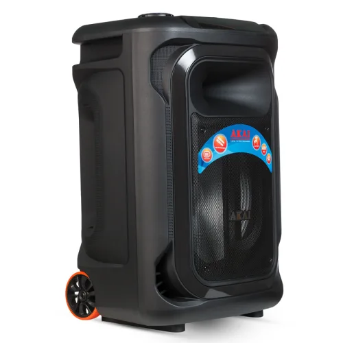 Akai ABTS-15 Pro Volcano Μαύρο φορητό Party speaker τρόλεϊ με Bluetooth, USB, SD, AUX, FM, LED, AWS με τηλεχειριστήριο, 2 ασ. μι