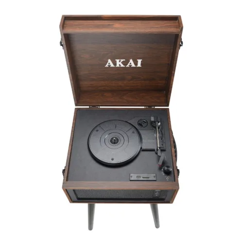Akai ATT-101 BT Πικάπ βαλίτσα με πόδια, Bluetooth in/out, εγγραφή και αναπαραγωγή από USB/SD, Aux-In, ενσωματωμένα ηχεία και προ