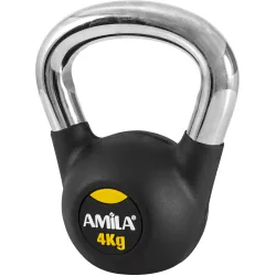 Kettlebell Rubber Cover Cr Handle 4 kg – Μαύρο