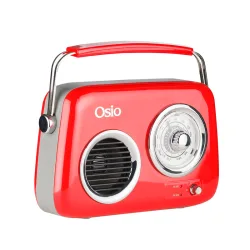 Osio OPR-3040R Κόκκινο Ρετρό φορητό αναλογικό ραδιόφωνο με Bluetooth, AUX, USB, FM και subwoofer – 24W