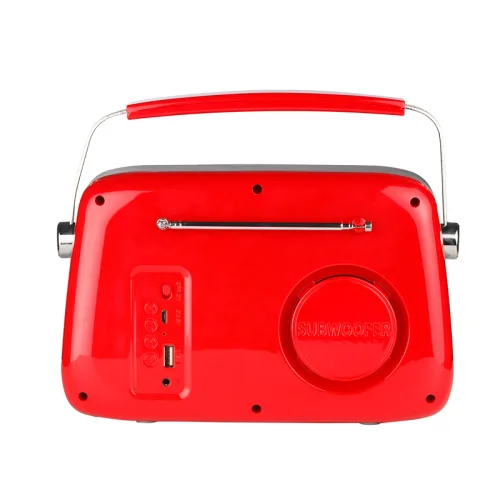 Osio OPR-3040R Κόκκινο Ρετρό φορητό αναλογικό ραδιόφωνο με Bluetooth, AUX, USB, FM και subwoofer – 24W