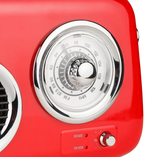 Osio OPR-3040R Κόκκινο Ρετρό φορητό αναλογικό ραδιόφωνο με Bluetooth, AUX, USB, FM και subwoofer – 24W