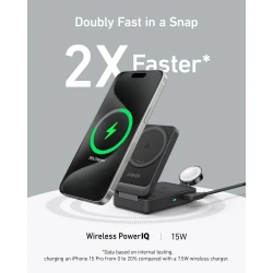ANKER MagGo 3-in-1 Charging Station Qi2 Certified 15W Black