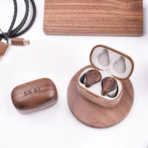 Akai BTE-W300ENC Bamboo ασύρματα ακουστικά με Bluetooth, handsfree, TWS, ENC και ΝΤC