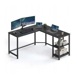 Vasagle Γωνιακό Mεταλλικό γραφείο 138 x 138 x 75 cm  Χρώματος Μαύρο με υφή Ξύλου (LWD072B56) (VASLWD072B56)