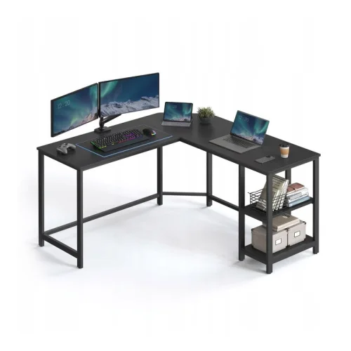 Vasagle Γωνιακό Mεταλλικό γραφείο 138 x 138 x 75 cm  Χρώματος Μαύρο με υφή Ξύλου (LWD072B56) (VASLWD072B56)