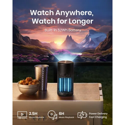 Anker Nebula Capsule 3 Projector Full HD Λάμπας Laser με Wi-Fi και Ενσωματωμένα Ηχεία Μαύρος