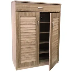 Velco Pro Systems Παπουτσοθήκη Με Διπλή Πόρτα, Συρτάρι -5 Θέσεις Αποθήκευσης 68x32x98 cm Σφένδαμος