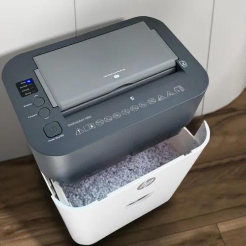HP OneShred Auto 100CC – 2818 Λευκός/Γκρι καταστροφέας εγγράφων και καρτών Cross Cut P4 – 9 Manual/100 Auto x A4 – 17L