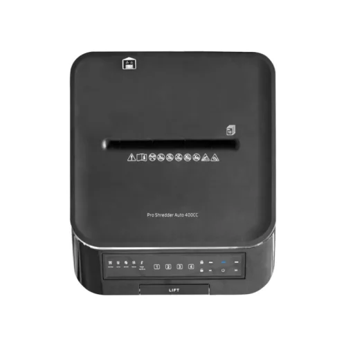HP Pro Shredder Auto 400CC – 2822 Μαύρος καταστροφέας εγγράφων με συνδετήρες και καρτών Cross Cut P4 – 10 Manual /400 Auto x A4 – 53L