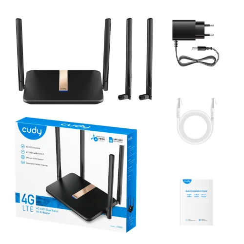 CUDY 4G Router LT500D AC1200  with Detachable Antennas