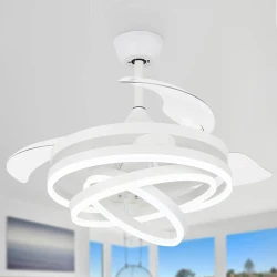 POWERTECH ανεμιστήρας οροφής HLL-0112 με LED φως, 72W, Φ106x50cm, λευκός