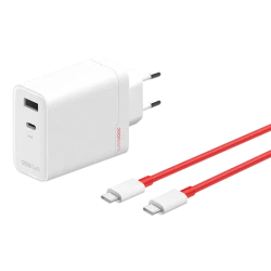 OnePlus 120W Dual Ports SuperVooc  Adapter + Cable (Type-C + Type-A) - White