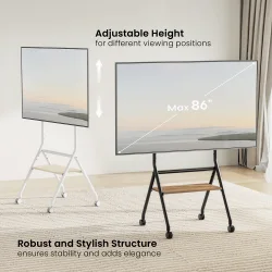 BRATECK βάση τηλεόρασης δαπέδου TTF13E-46FW, 37-86", έως 80kg, με ράφι & ροδάκια
