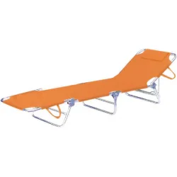 Campus Ξαπλώστρα Παραλίας Πορτοκαλί Πτυσσόμενη Αλουμινίου με Μαξιλαράκι 138x57x25εκ.