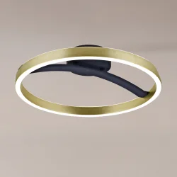 POWERTECH LED φωτιστικό οροφής HLL-0199, 29W, 4000K, Φ38x10cm, χρυσό/μαύρο