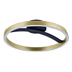 POWERTECH LED φωτιστικό οροφής HLL-0199, 29W, 4000K, Φ38x10cm, χρυσό/μαύρο