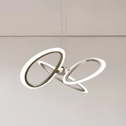 POWERTECH LED φωτιστικό οροφής HLL-0205, 40W, 4000K, Φ53x120cm, οπάλ χρυσό/μαύρο